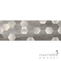 Керамічна плитка декор Plaza Dorset Talent Marfil 25х75 сірі стільники