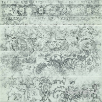 Плитка настінна, декор 4 різних рисунка 15х60 Ragno Concept Decoro Bianco (світло-сіра)