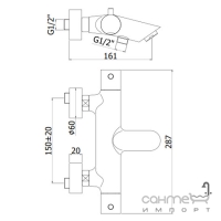 Змішувач-термостат для ванни з ручним душем Paffoni Light LIQ 023 CR хром