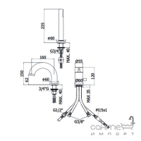 Смеситель для ванны на три отверстия Paffoni Light LIG 047 CR хром