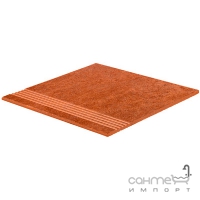 Плитка для ступени, с насечкой 300x294x10 Stroeher Roccia 8131 841 rosso (красно-коричневая)