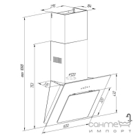 Наклонная вытяжка Pyramida NR 60 S BL черное стекло