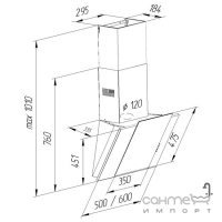 Наклонная вытяжка Pyramida NR-MV 50 M IV слоновая кость