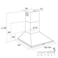 Купольная вытяжка Pyramida KН 60 в цвете