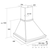 Купольная вытяжка Pyramida Rustico R 60 WH белая/дуб